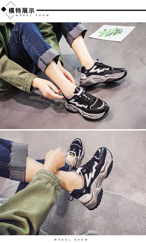 交叉绑带网红老爹鞋美女,交叉绑带鞋款引领潮流新风尚